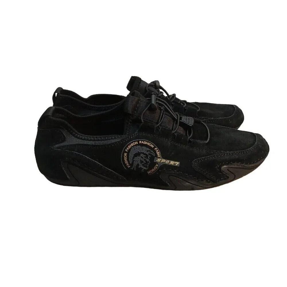 ✅Mens 41 Black Genuine Leather Casual Driving Shoes Lounging Loafer Sneaker - Picture 9 of 10